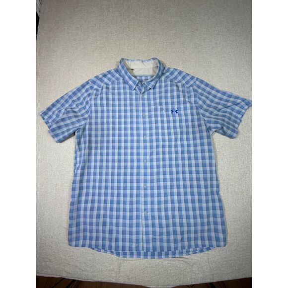 Under Armour Men's 2XL Blue Green Lot 2 Drift Tide 2.0 Short Sleeve Button Shirt - Picture 9 of 10